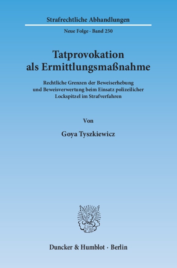 Cover Tatprovokation als Ermittlungsmaßnahme