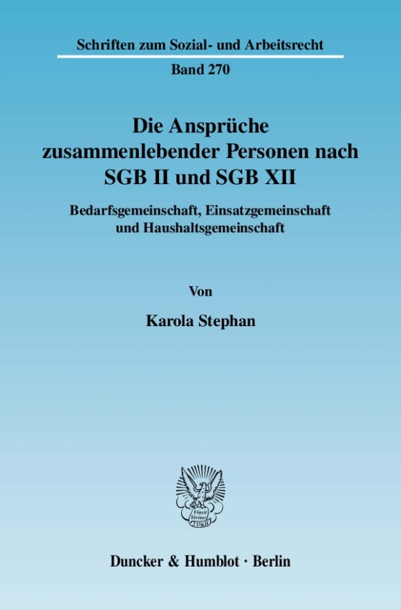 Cover Die Ansprüche zusammenlebender Personen nach SGB II und SGB XII