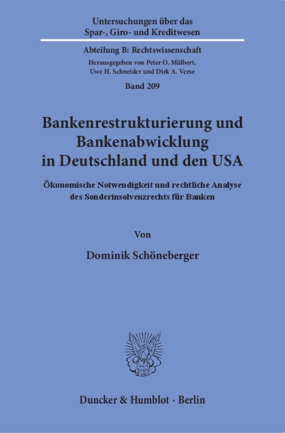 Cover Bankenrestrukturierung und Bankenabwicklung in Deutschland und den USA