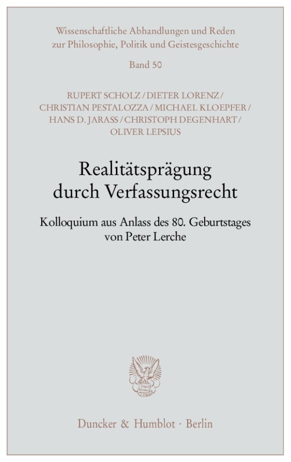 Cover Realitätsprägung durch Verfassungsrecht