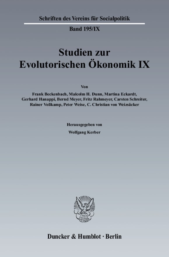 Cover Studien zur Evolutorischen Ökonomik IX