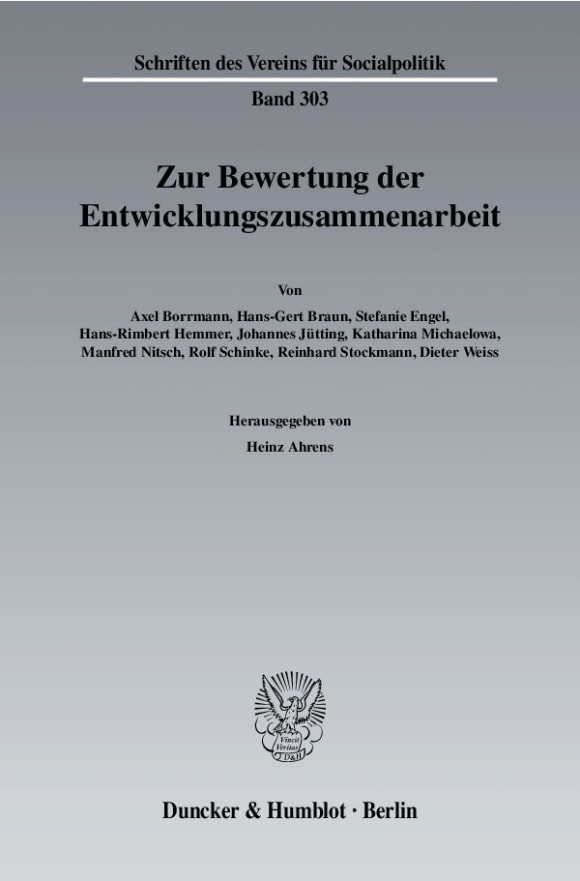 Cover Zur Bewertung der Entwicklungszusammenarbeit