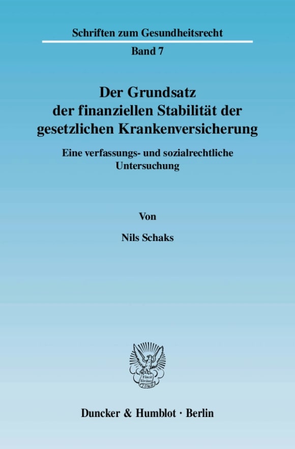 Cover Der Grundsatz der finanziellen Stabilität der gesetzlichen Krankenversicherung