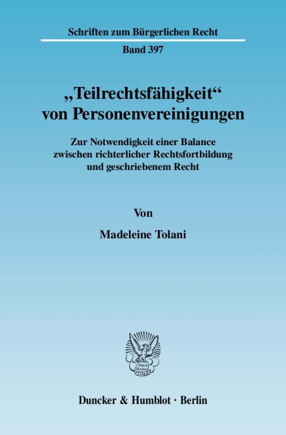 Cover »Teilrechtsfähigkeit« von Personenvereinigungen