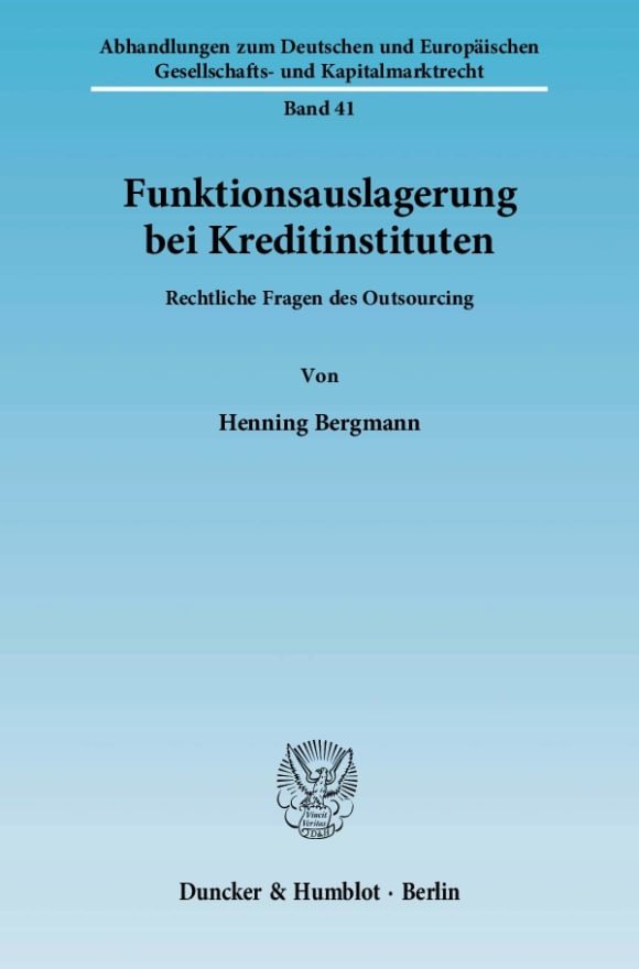 Cover Funktionsauslagerung bei Kreditinstituten