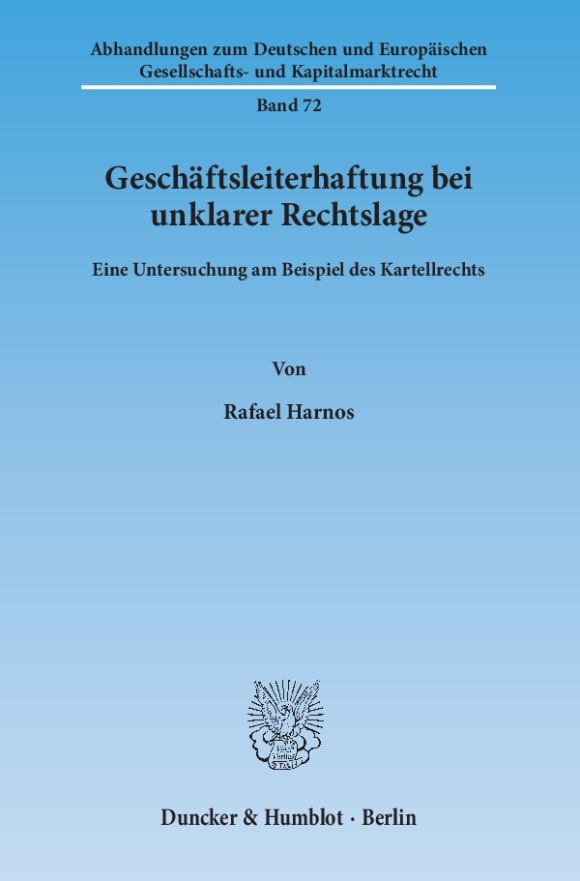 Cover Geschäftsleiterhaftung bei unklarer Rechtslage