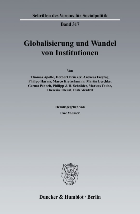 Cover Globalisierung und Wandel von Institutionen