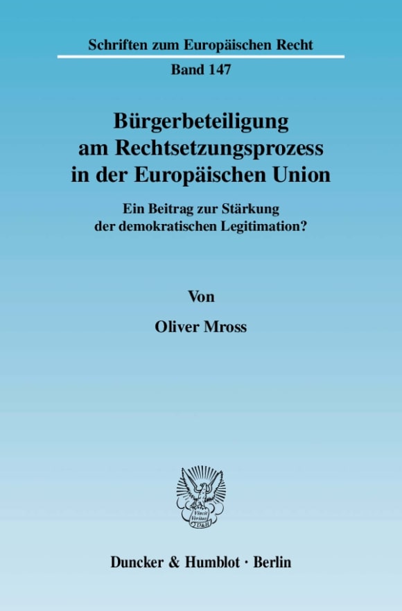 Cover Bürgerbeteiligung am Rechtsetzungsprozess in der Europäischen Union