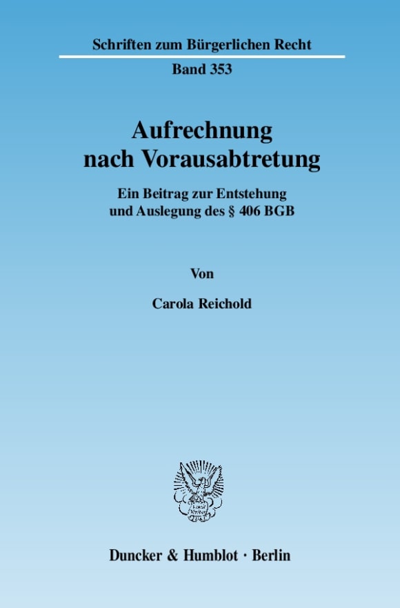 Cover Aufrechnung nach Vorausabtretung