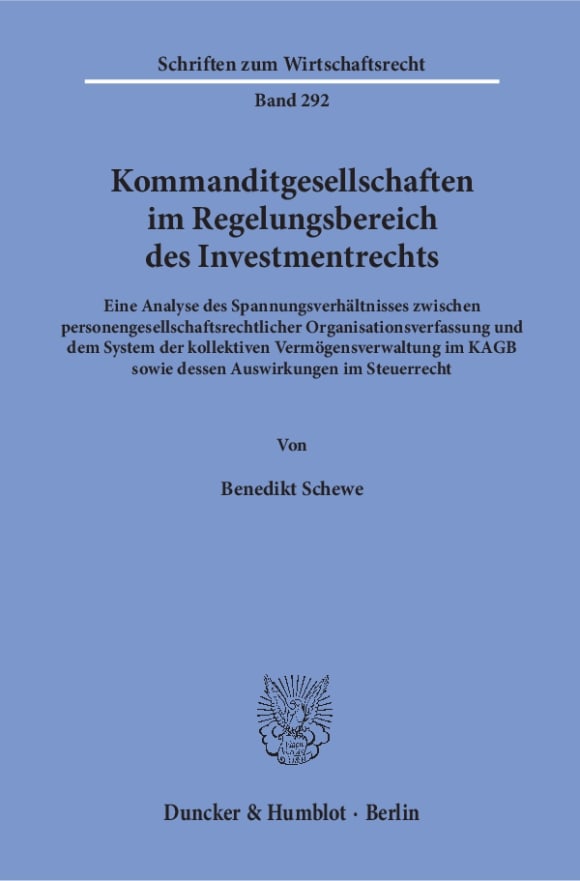 Cover Kommanditgesellschaften im Regelungsbereich des Investmentrechts