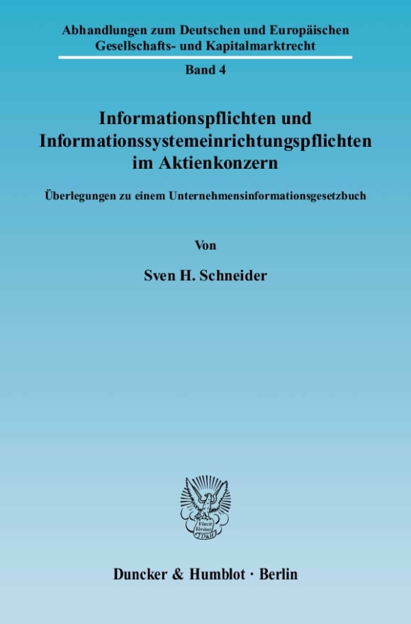 Cover Informationspflichten und Informationssystemeinrichtungspflichten im Aktienkonzern