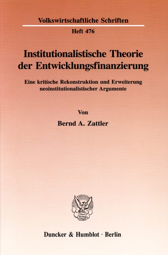 Cover Institutionalistische Theorie der Entwicklungsfinanzierung