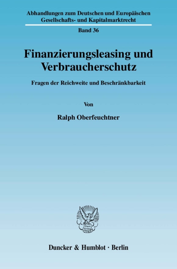 Cover Finanzierungsleasing und Verbraucherschutz