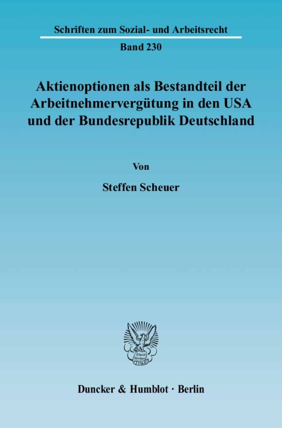 Cover Aktienoptionen als Bestandteil der Arbeitnehmervergütung in den USA und der Bundesrepublik Deutschland