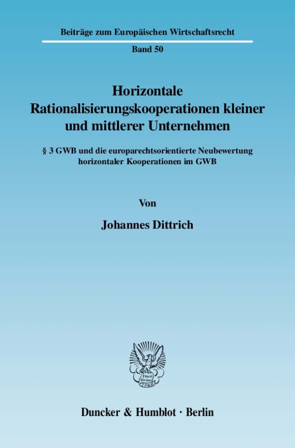 Cover Horizontale Rationalisierungskooperationen kleiner und mittlerer Unternehmen