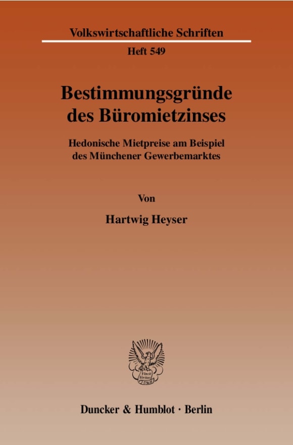 Cover Bestimmungsgründe des Büromietzinses