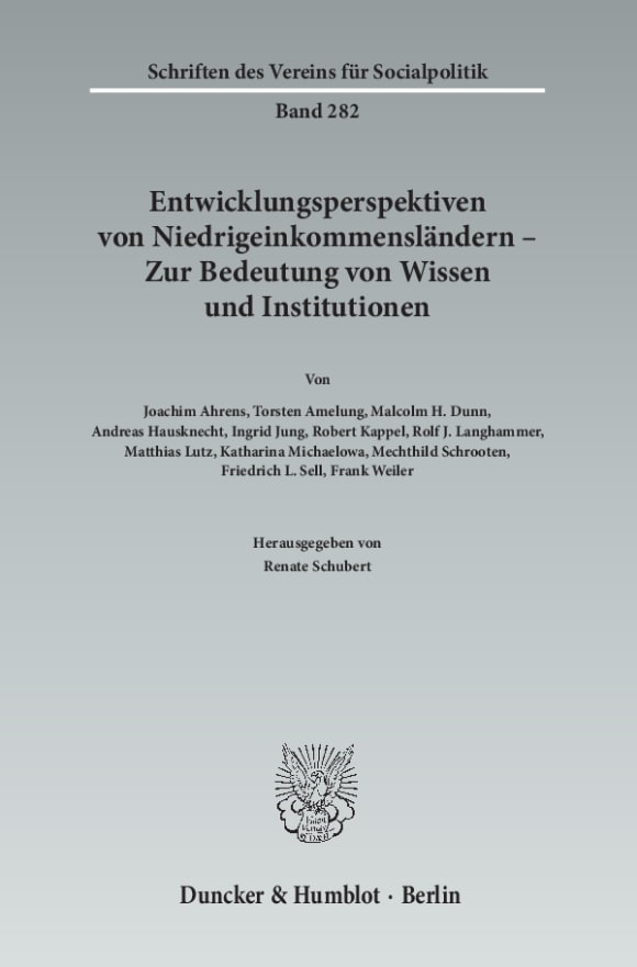 Cover Entwicklungsperspektiven von Niedrigeinkommensländern - Zur Bedeutung von Wissen und Institutionen