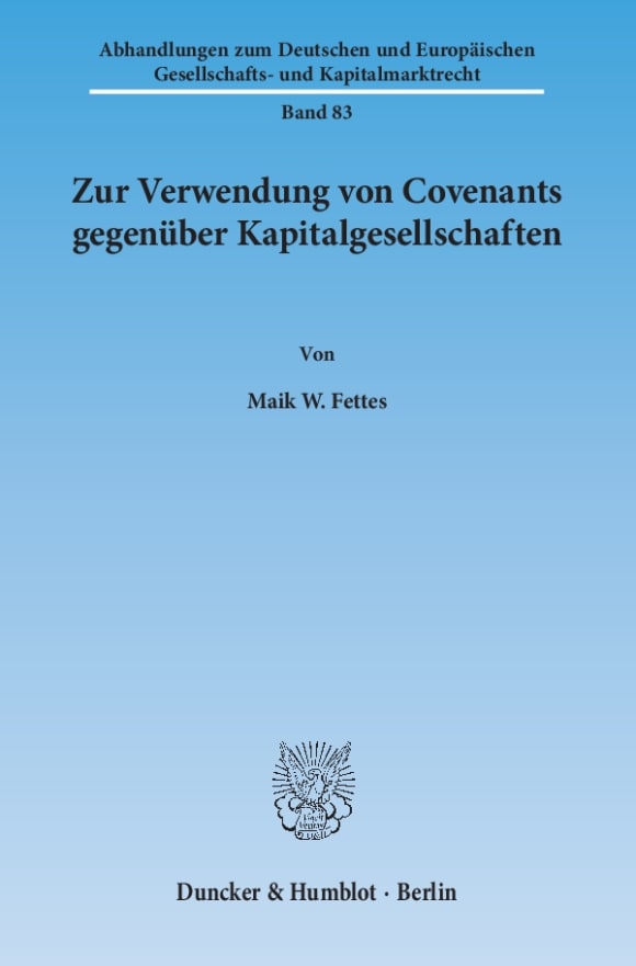 Cover Zur Verwendung von Covenants gegenüber Kapitalgesellschaften