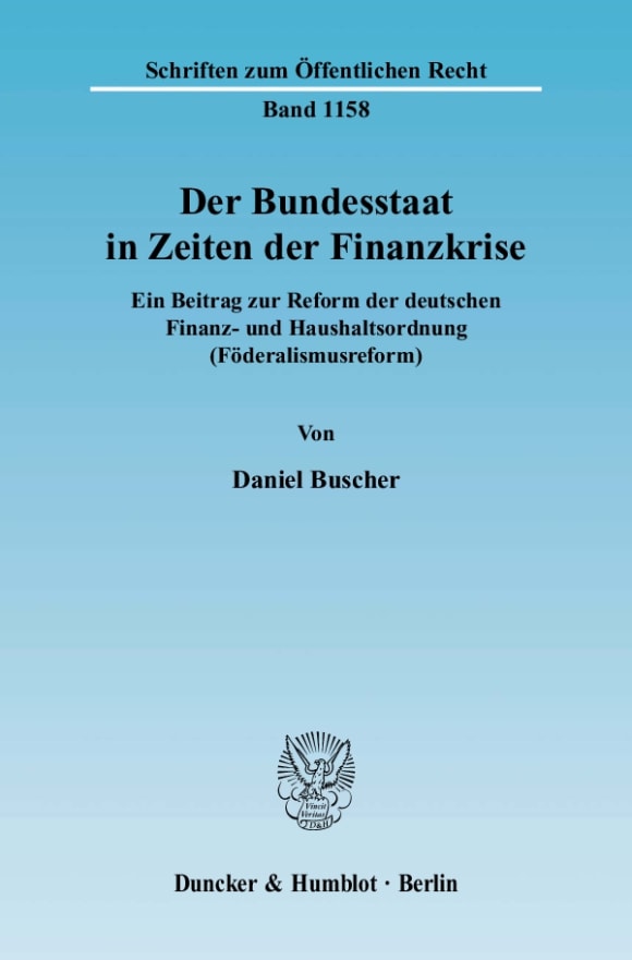 Cover Der Bundesstaat in Zeiten der Finanzkrise