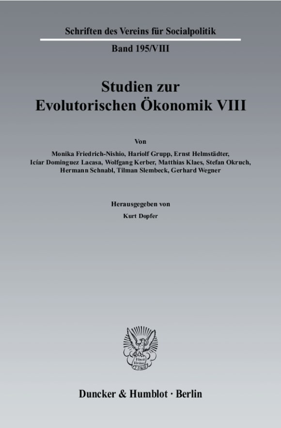 Cover Studien zur Evolutorischen Ökonomik VIII