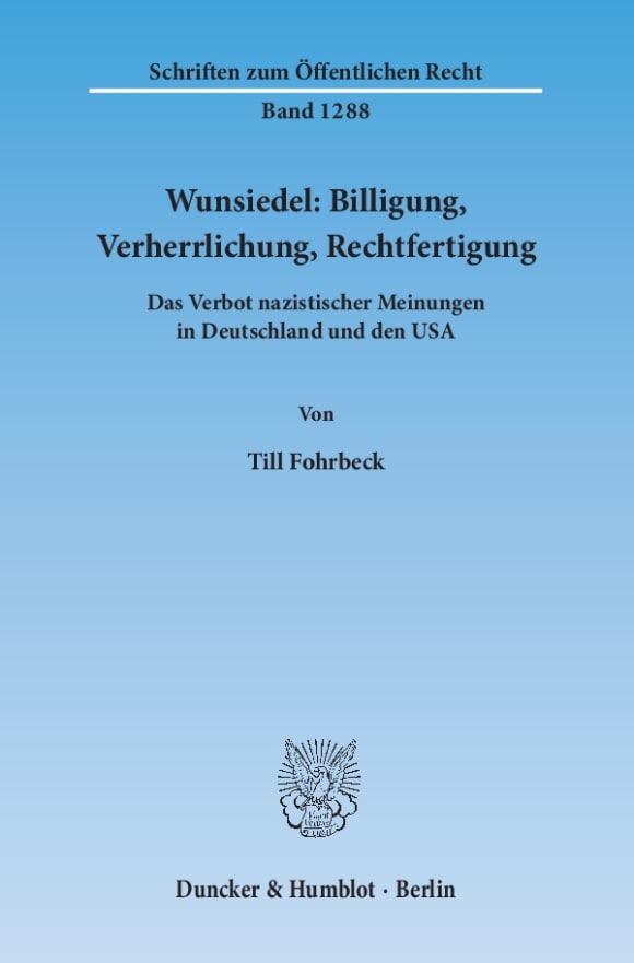 Cover Wunsiedel: Billigung, Verherrlichung, Rechtfertigung