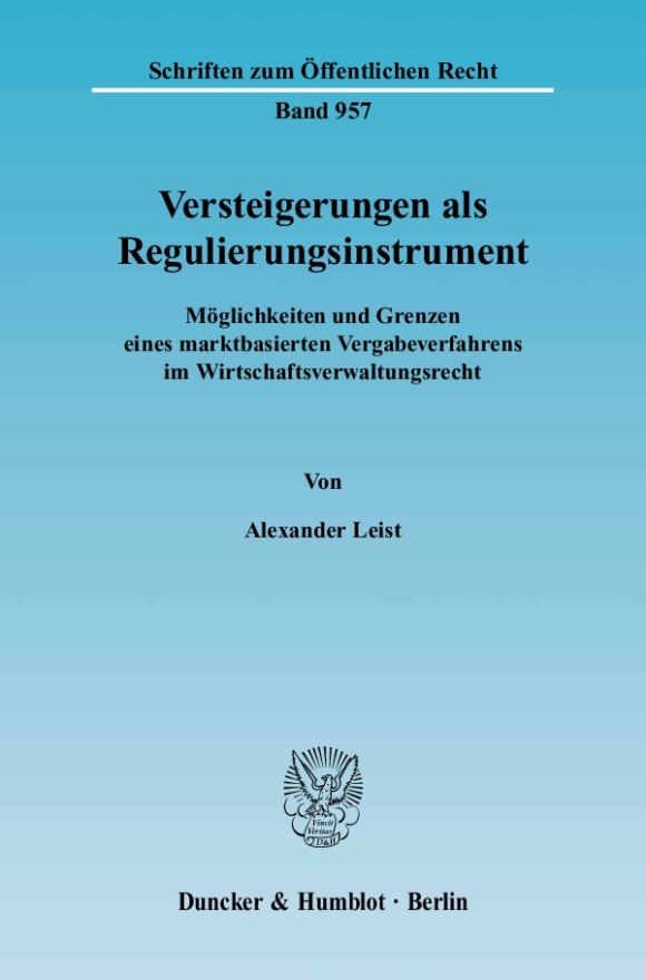 Cover Versteigerungen als Regulierungsinstrument