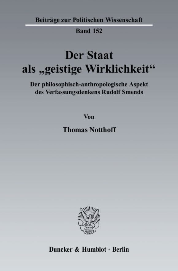 Cover Der Staat als »geistige Wirklichkeit«