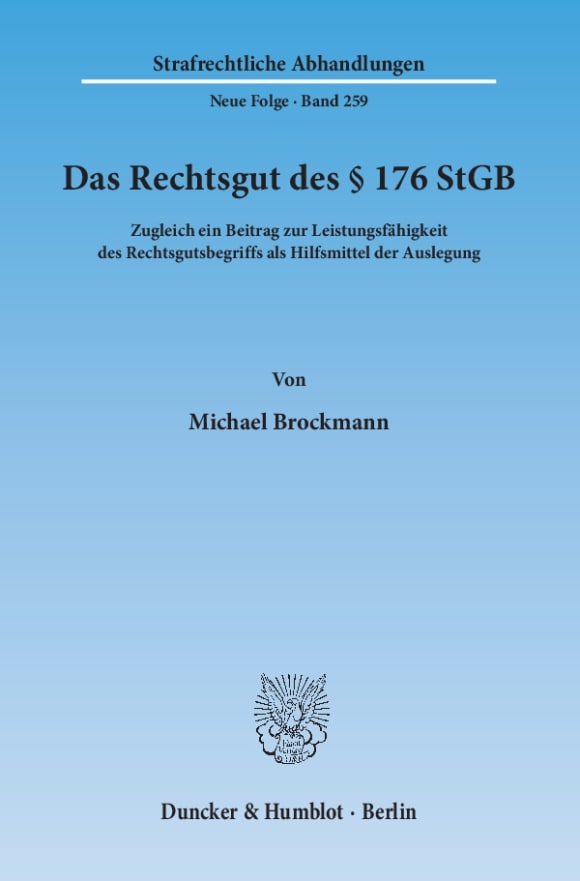 Cover Das Rechtsgut des § 176 StGB