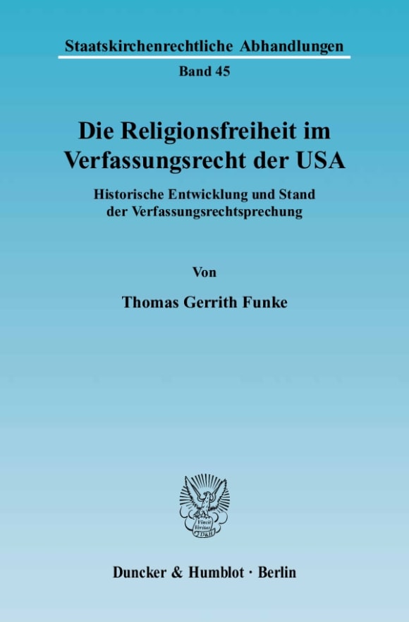 Cover Die Religionsfreiheit im Verfassungsrecht der USA