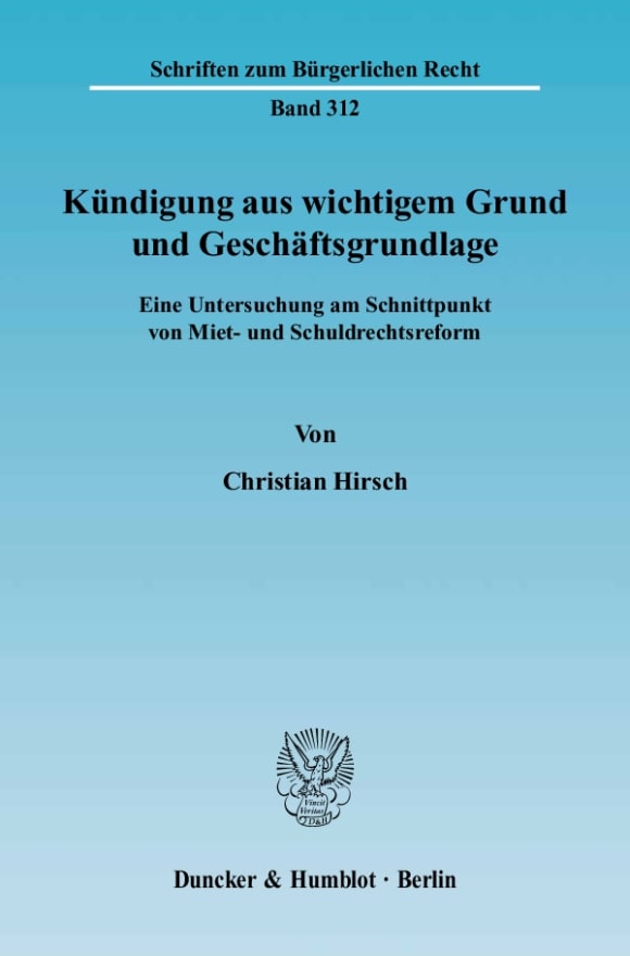 Cover Kündigung aus wichtigem Grund und Geschäftsgrundlage