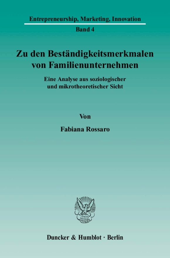 Cover Zu den Beständigkeitsmerkmalen von Familienunternehmen