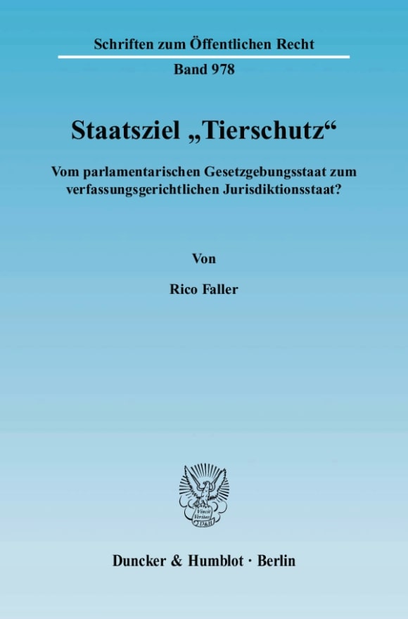 Cover Staatsziel »Tierschutz«