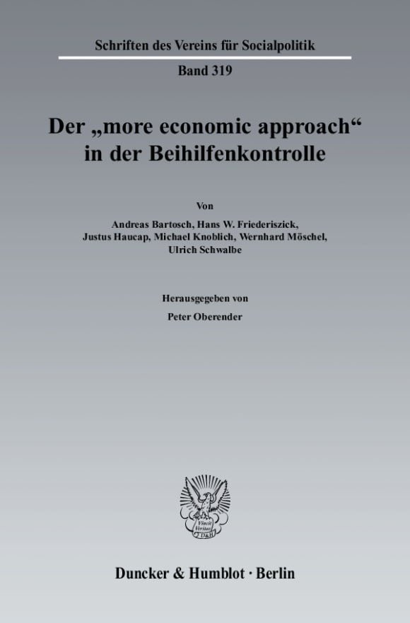 Cover Der »more economic approach« in der Beihilfenkontrolle