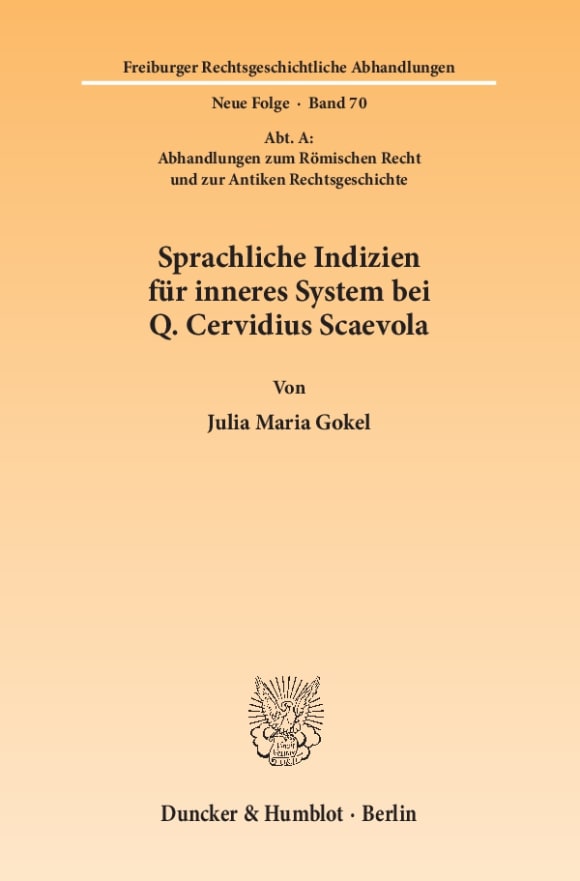 Cover Sprachliche Indizien für inneres System bei Q. Cervidius Scaevola