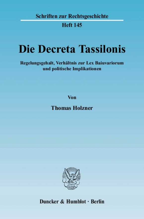 Cover Die Decreta Tassilonis