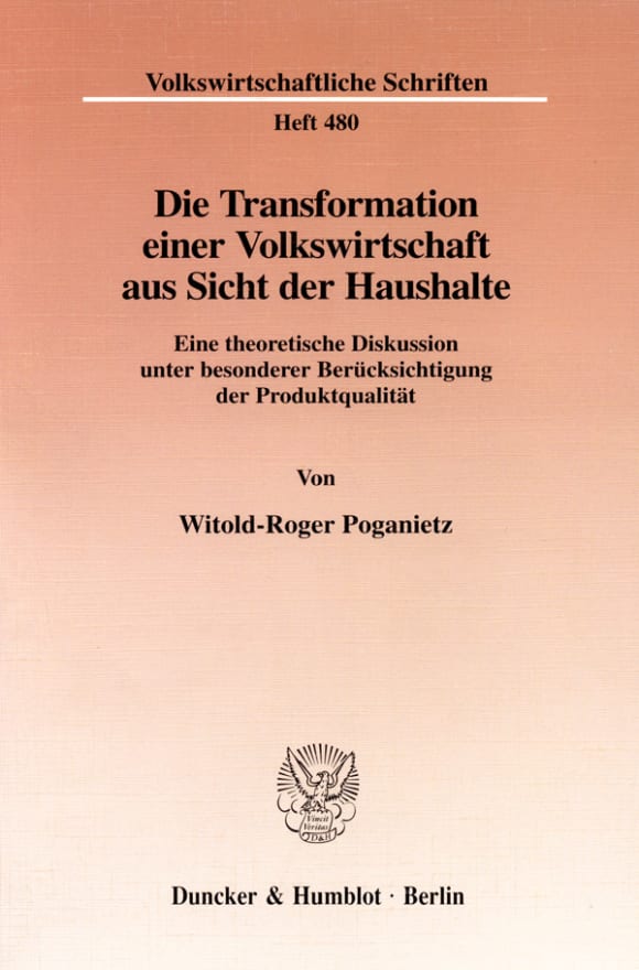 Cover Die Transformation einer Volkswirtschaft aus Sicht der Haushalte