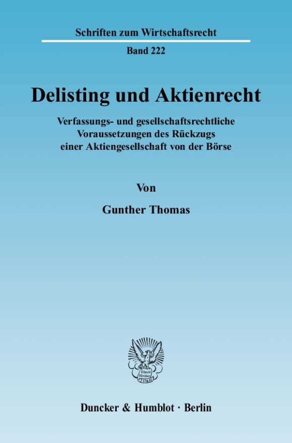 Cover Delisting und Aktienrecht