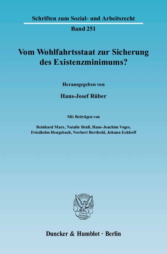 Cover Vom Wohlfahrtsstaat zur Sicherung des Existenzminimums?