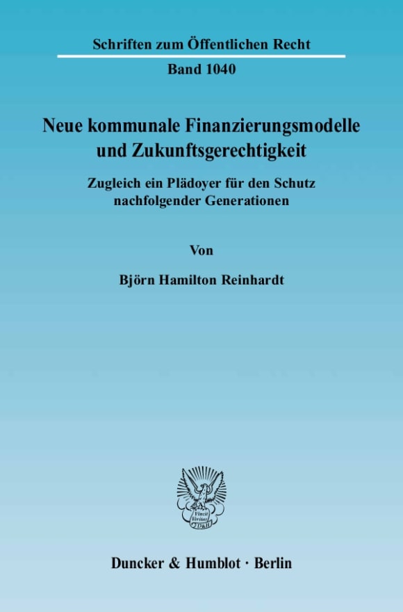 Cover Neue kommunale Finanzierungsmodelle und Zukunftsgerechtigkeit