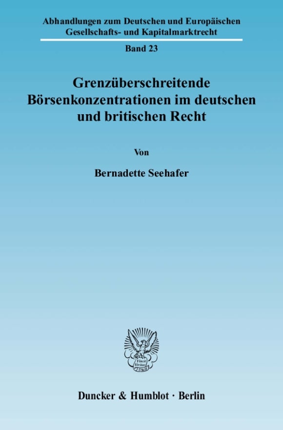 Cover Grenzüberschreitende Börsenkonzentrationen im deutschen und britischen Recht