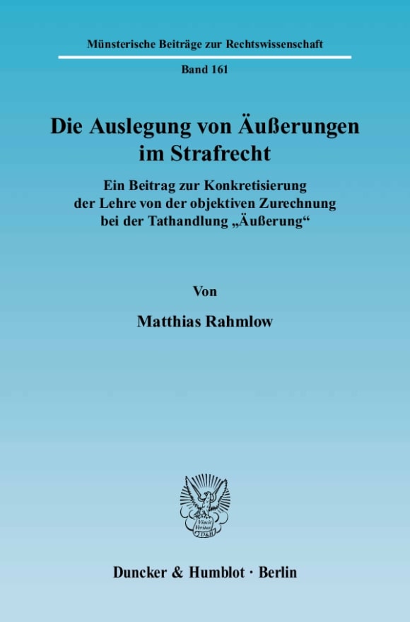 Cover Die Auslegung von Äußerungen im Strafrecht