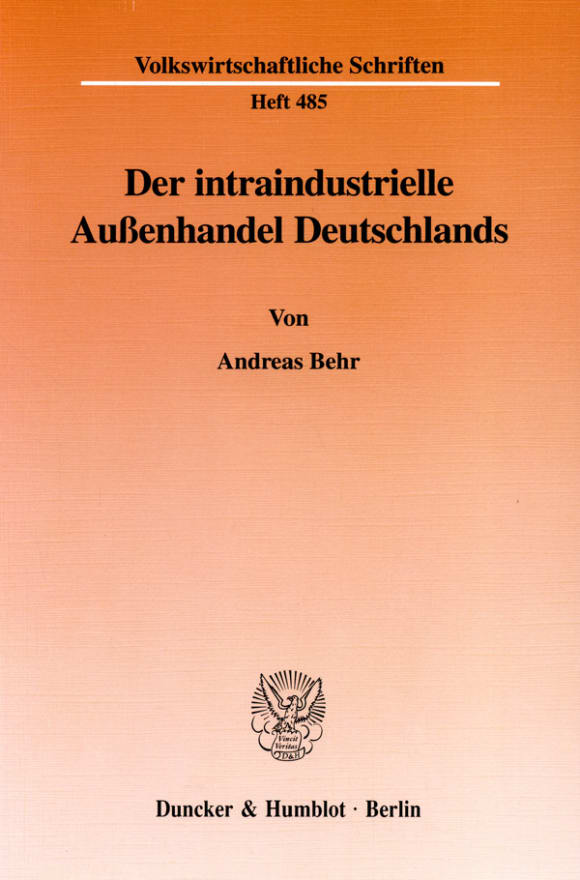 Cover Der intraindustrielle Außenhandel Deutschlands