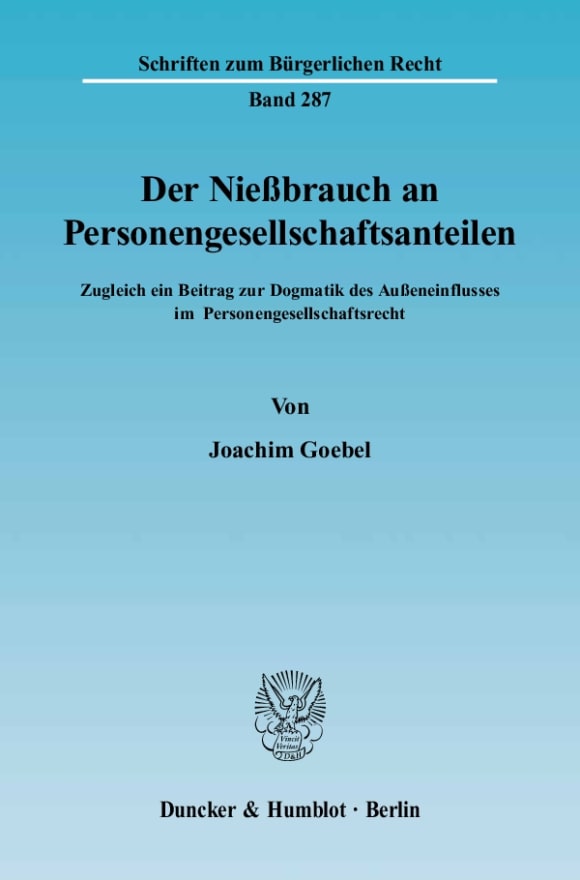 Cover Der Nießbrauch an Personengesellschaftsanteilen