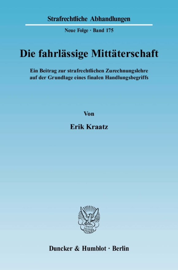 Cover Die fahrlässige Mittäterschaft