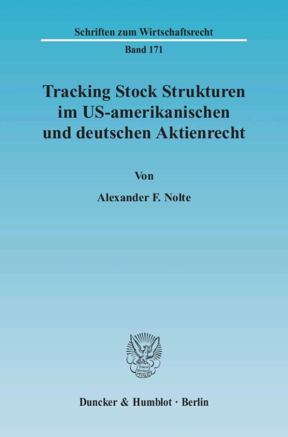 Cover Tracking Stock Strukturen im US-amerikanischen und deutschen Aktienrecht