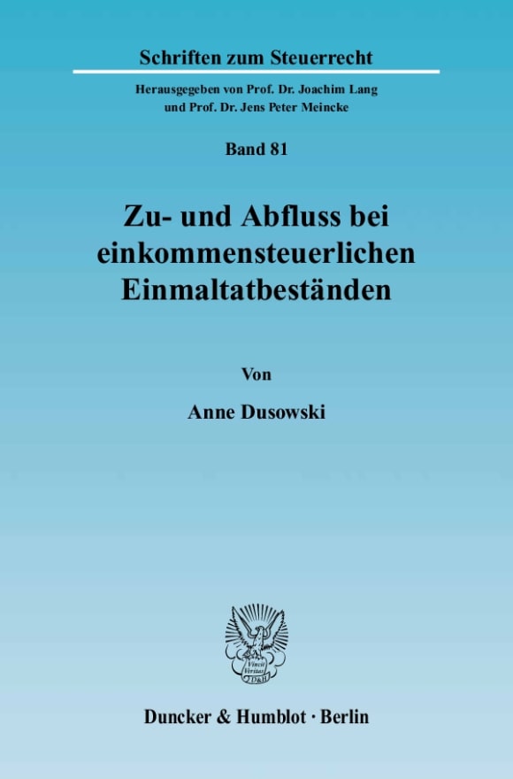 Cover Zu- und Abfluss bei einkommensteuerlichen Einmaltatbeständen