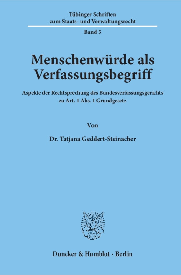 Cover Menschenwürde als Verfassungsbegriff