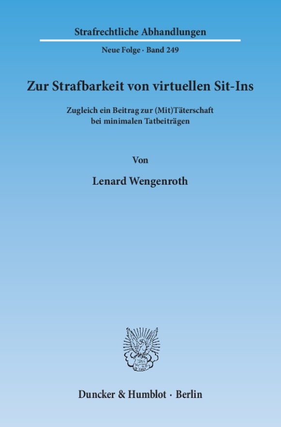 Cover Zur Strafbarkeit von virtuellen Sit-Ins