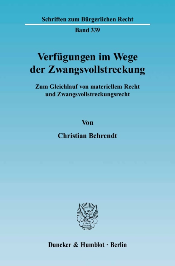 Cover Verfügungen im Wege der Zwangsvollstreckung