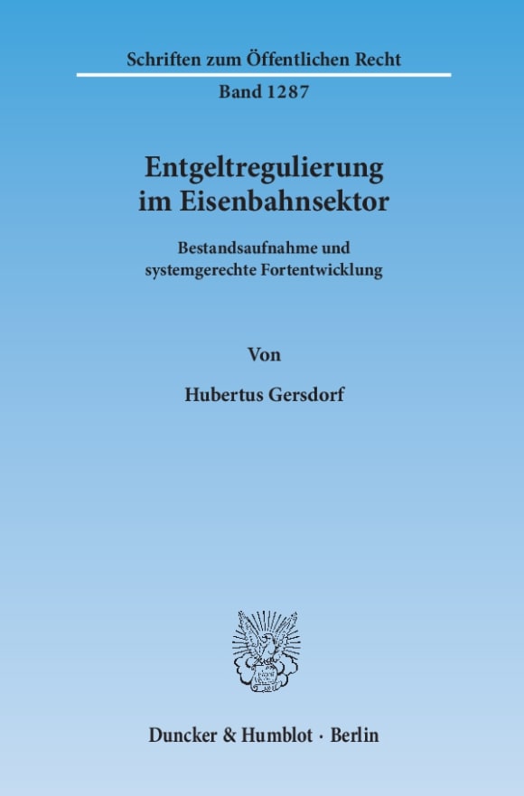 Cover Entgeltregulierung im Eisenbahnsektor